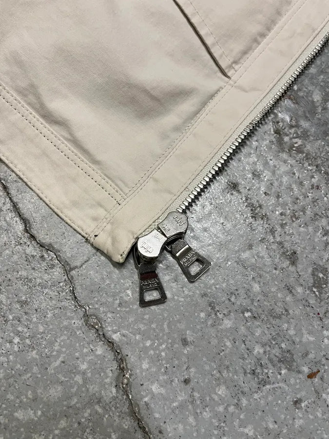 SS2002 Prada Beige Light Belted Zip-up Jacket qomTzWJ 9