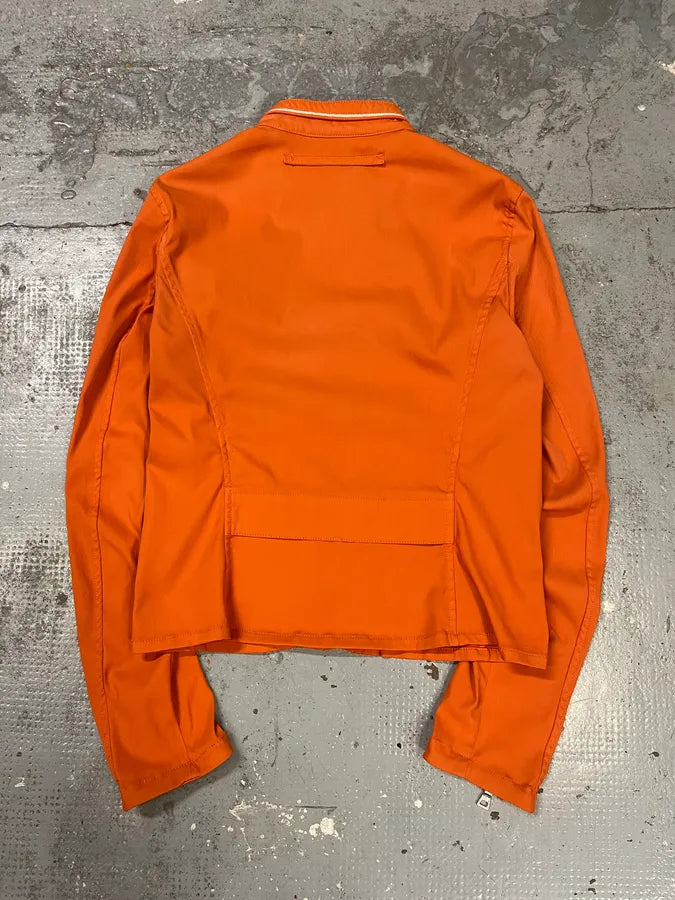 SS2002 Prada Orange Nylon Biker Jacket leYlWSU 3