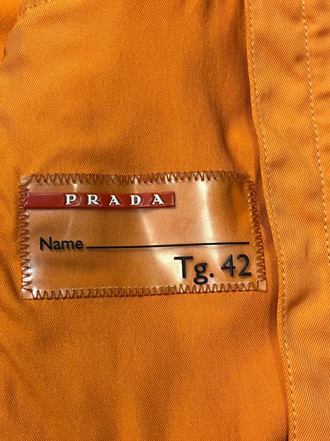 SS2002 Prada Orange Nylon Biker Jacket leYlWSU 9