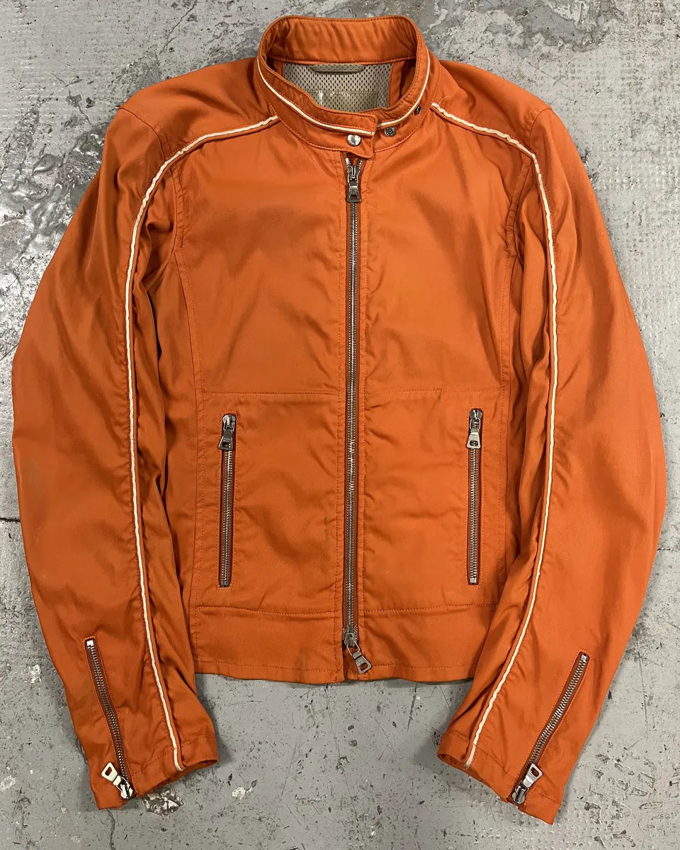SS2002 Prada Orange Nylon Biker Jacket (S) oCcQSrc 0