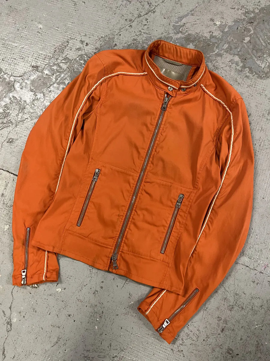 SS2002 Prada Orange Nylon Biker Jacket (S) oCcQSrc 2