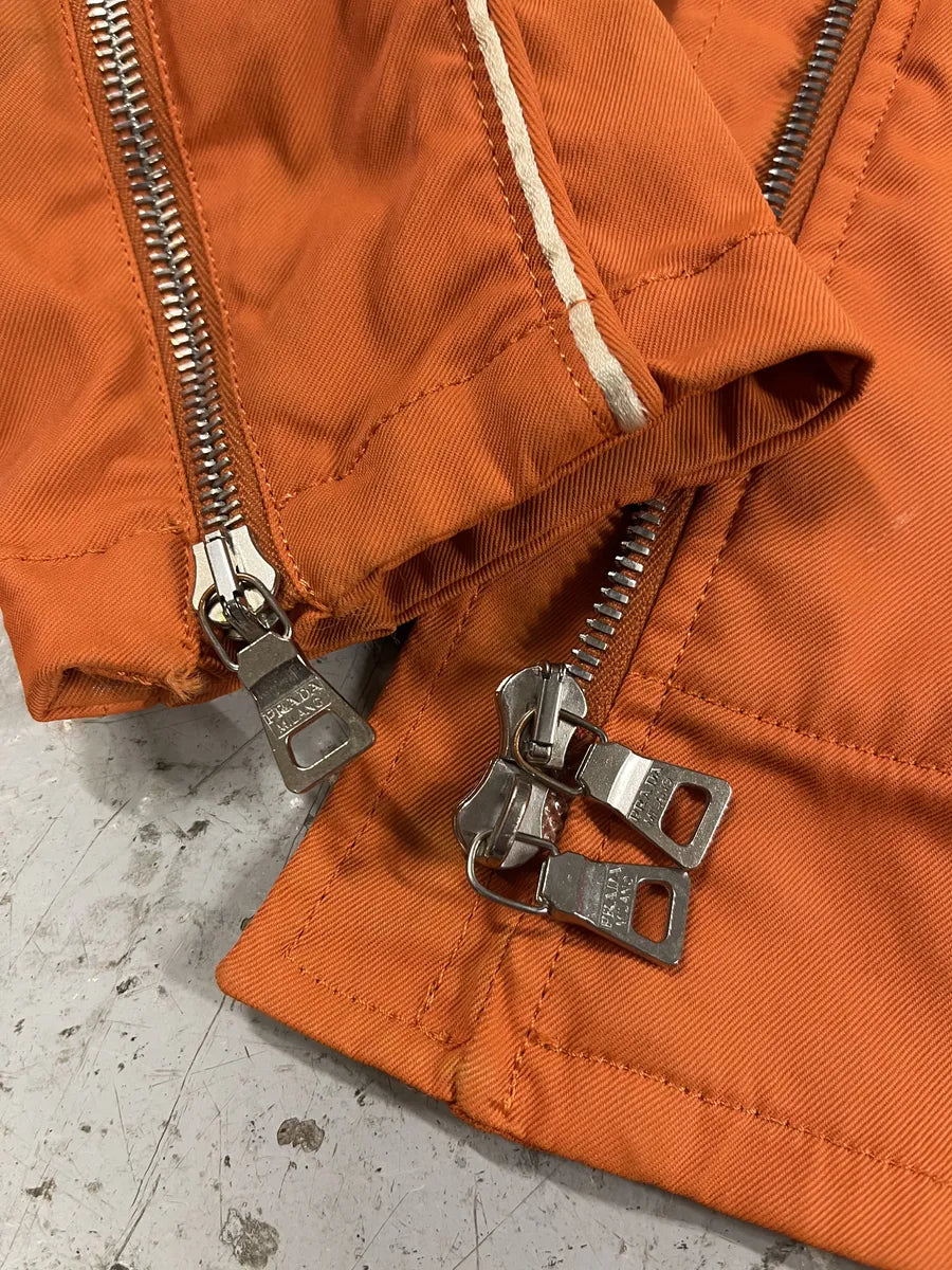 SS2002 Prada Orange Nylon Biker Jacket (S) oCcQSrc 4