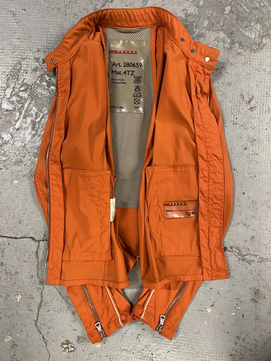 SS2002 Prada Orange Nylon Biker Jacket (S) oCcQSrc 5