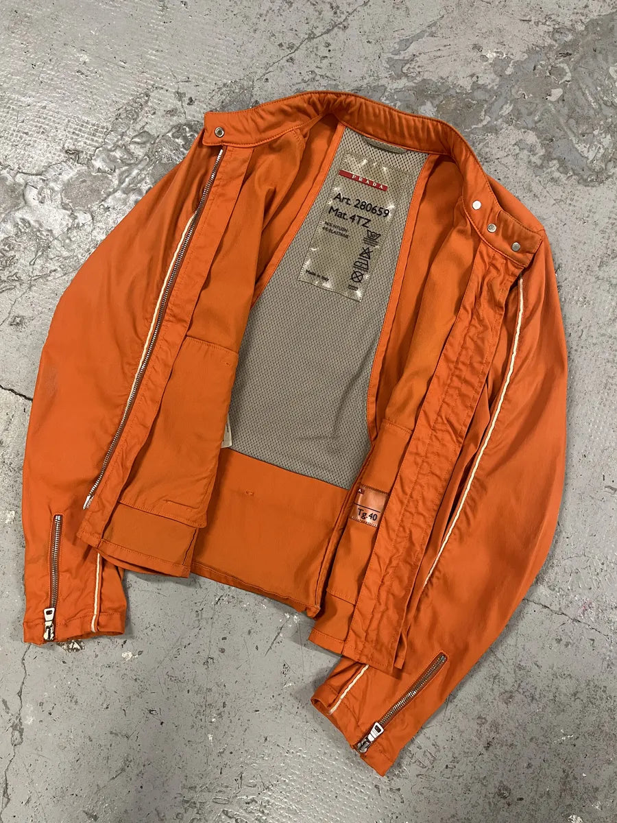 SS2002 Prada Orange Nylon Biker Jacket (S) oCcQSrc 8