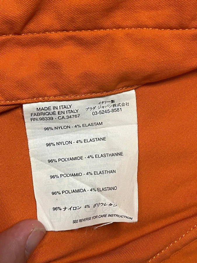 SS2002 Prada Orange Nylon Biker Jacket leYlWSU 8