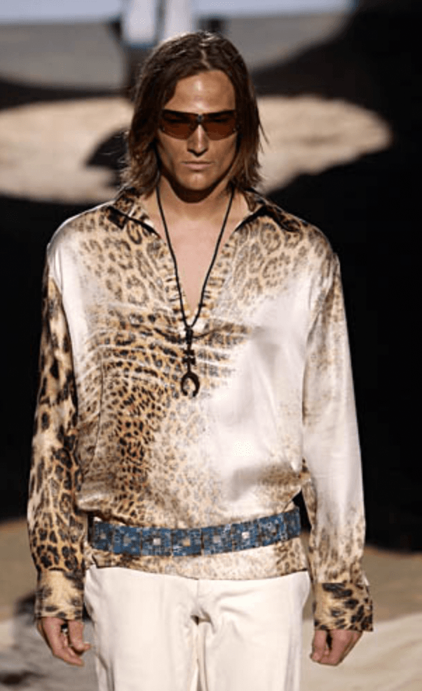 SS2002 Roberto Cavalli Archive Leopard Print Longsleeve Polo BbDzwRf 1