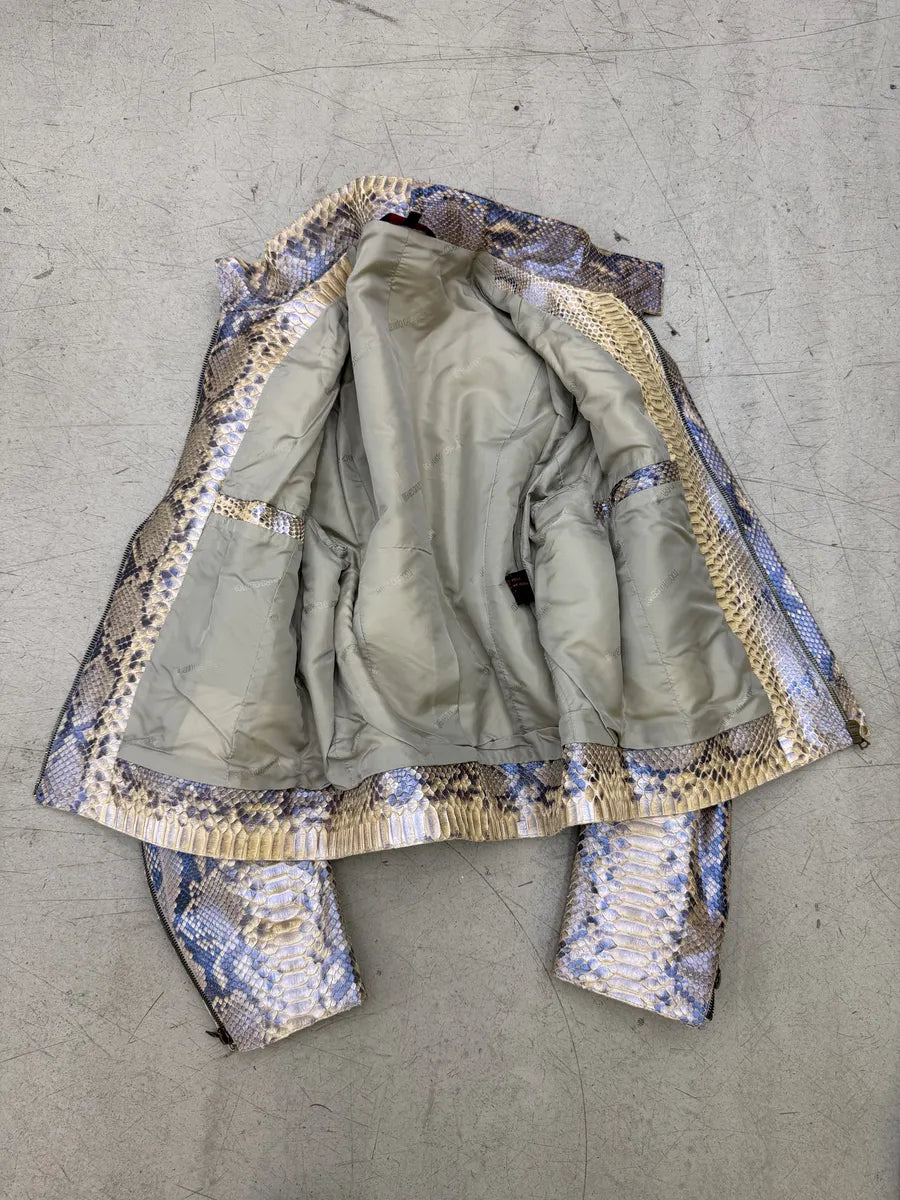 SS2002 Roberto Cavalli Beige Python Leather Jacket DrhFyYB 12