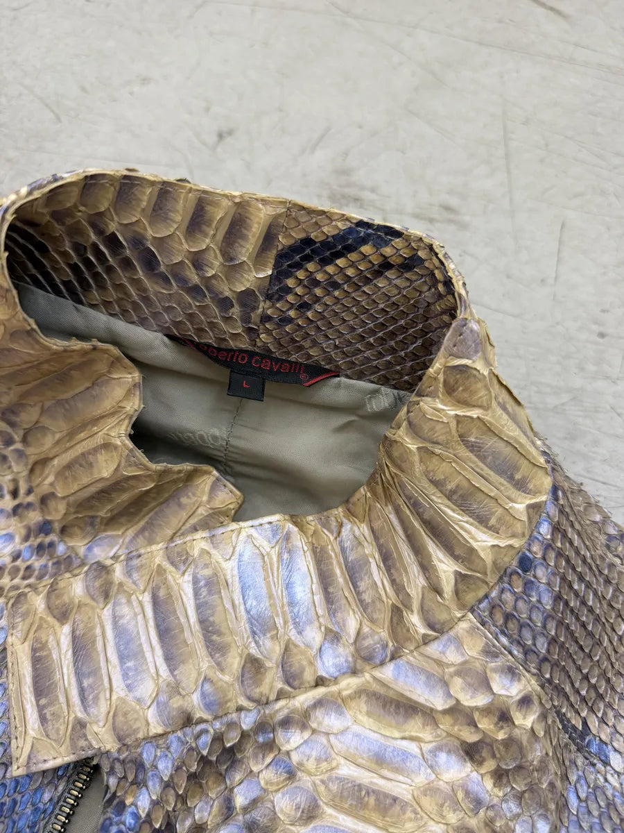 SS2002 Roberto Cavalli Beige Python Leather Jacket DrhFyYB 14