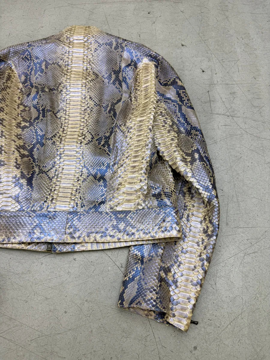 SS2002 Roberto Cavalli Beige Python Leather Jacket DrhFyYB 5