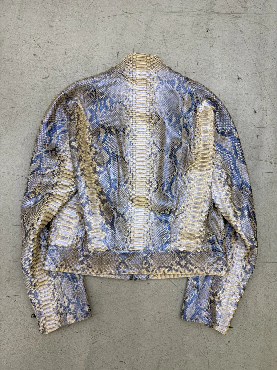 SS2002 Roberto Cavalli Beige Python Leather Jacket DrhFyYB 7