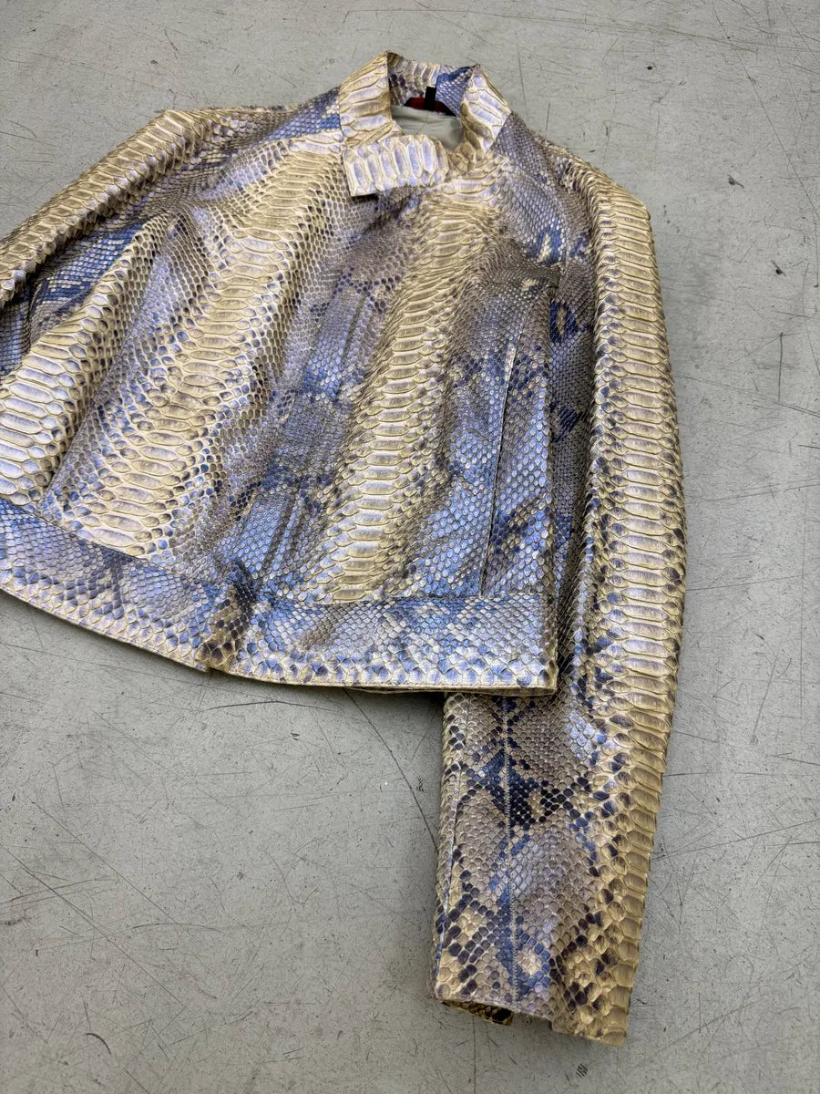 SS2002 Roberto Cavalli Beige Python Leather Jacket DrhFyYB 8