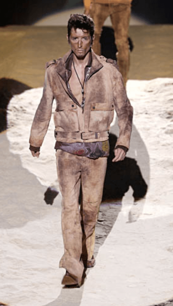 SS2002 Roberto Cavalli Brown Eroded Suede Leather Pants qzjxZVV 1