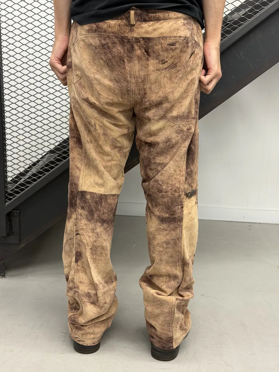 SS2002 Roberto Cavalli Brown Eroded Suede Leather Pants qzjxZVV 3