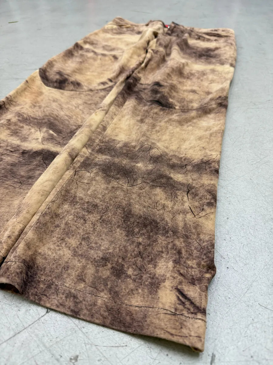 SS2002 Roberto Cavalli Brown Eroded Suede Leather Pants qzjxZVV 7