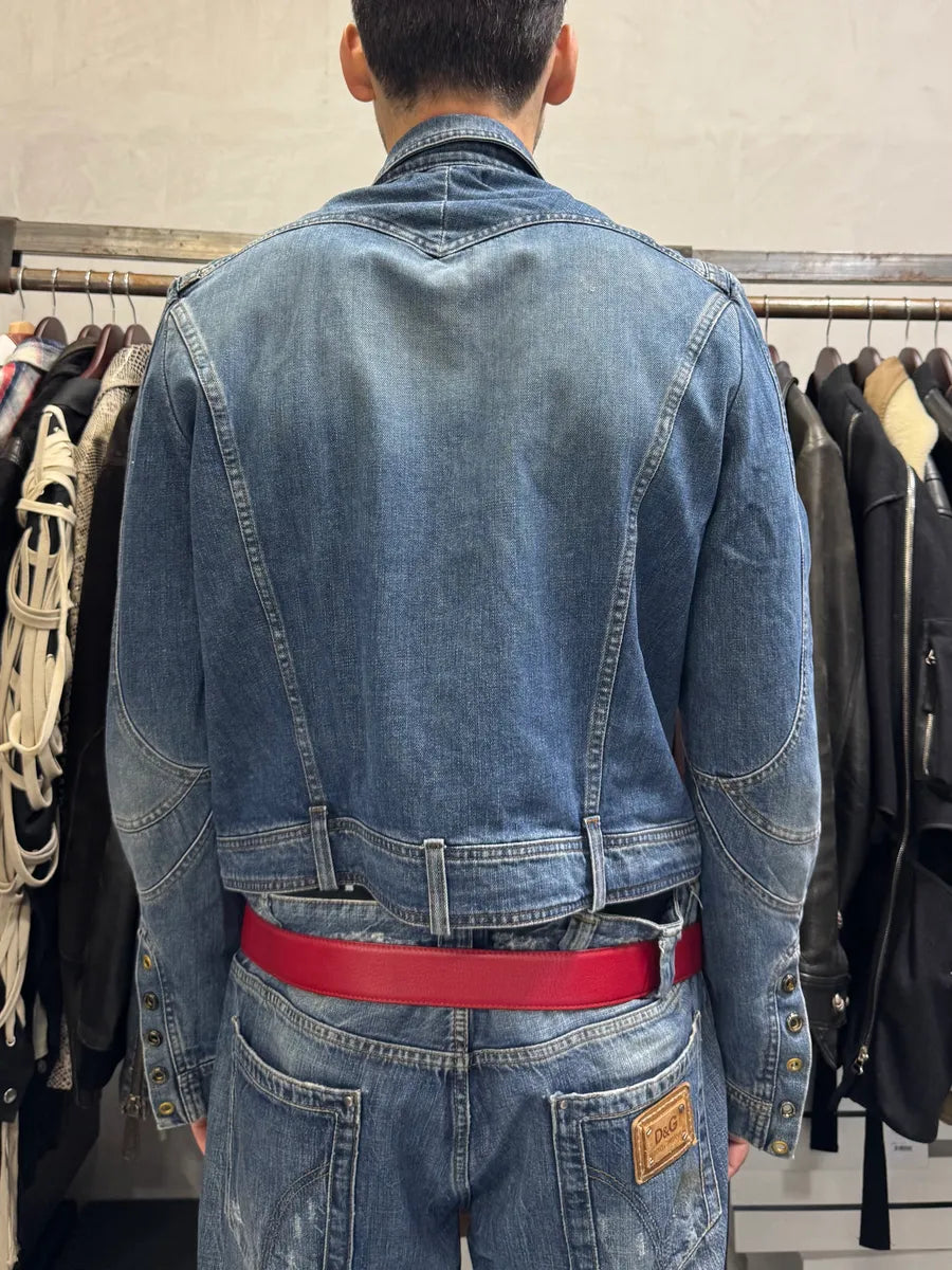 SS2002 Roberto Cavalli Futurist Biker Denim Jacket kmXKeRN 3