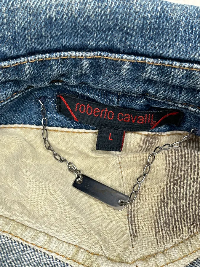 SS2002 Roberto Cavalli Futurist Biker Denim Jacket kmXKeRN 3