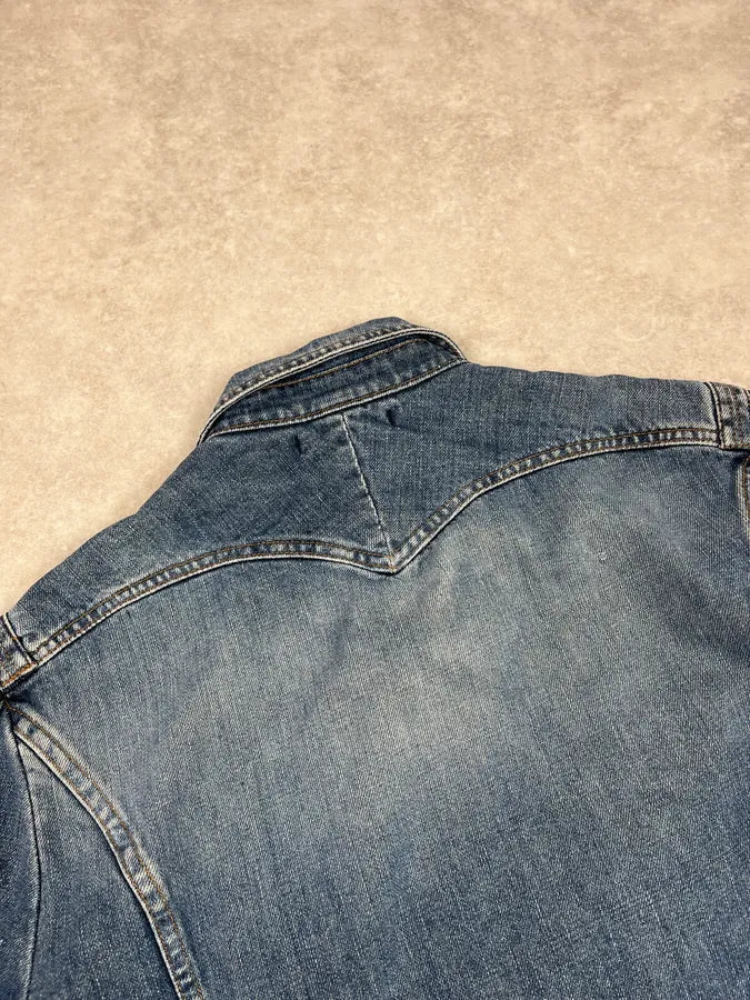 SS2002 Roberto Cavalli Futurist Biker Denim Jacket kmXKeRN 7