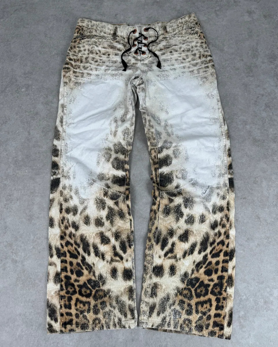SS2002 Roberto Cavalli Leopard Faded Pants OaMeWIa 0