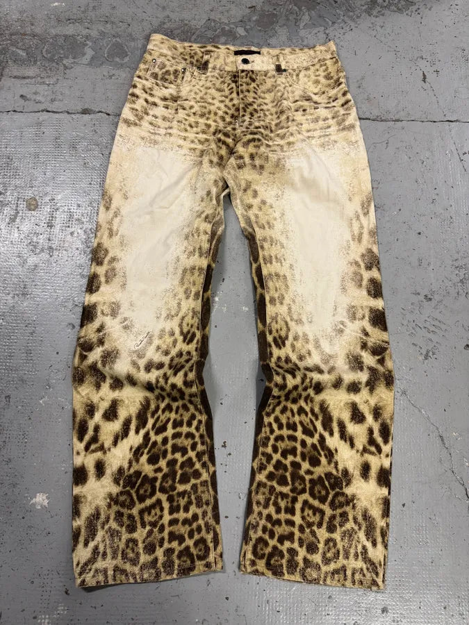 SS2002 Roberto Cavalli Leopard Faded Print Beige Pants NXgakIM 13