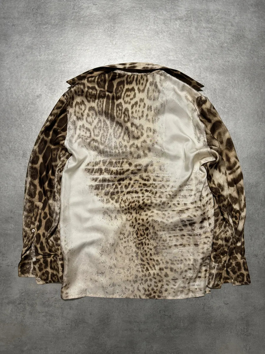 SS2002 Roberto Cavalli Leopard V Shirt Top WzXLjAM 2