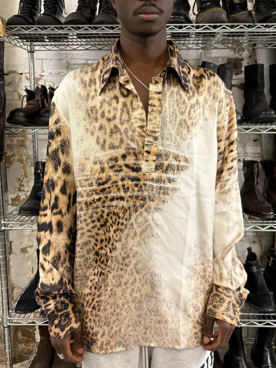 SS2002 Roberto Cavalli Leopard White Longsleeves Shirt jQqgmdq 2