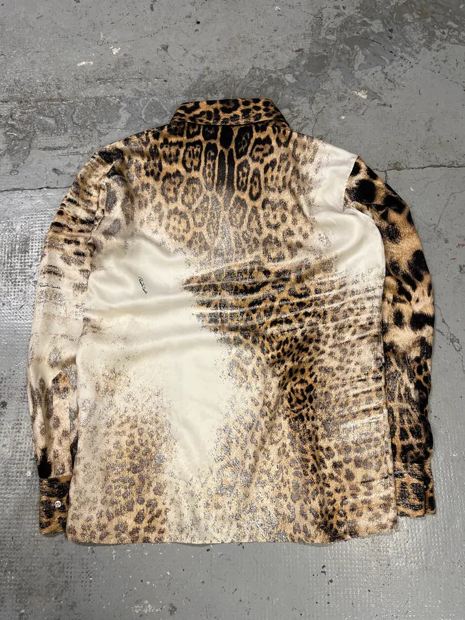SS2002 Roberto Cavalli Leopard White Longsleeves Shirt jQqgmdq 7