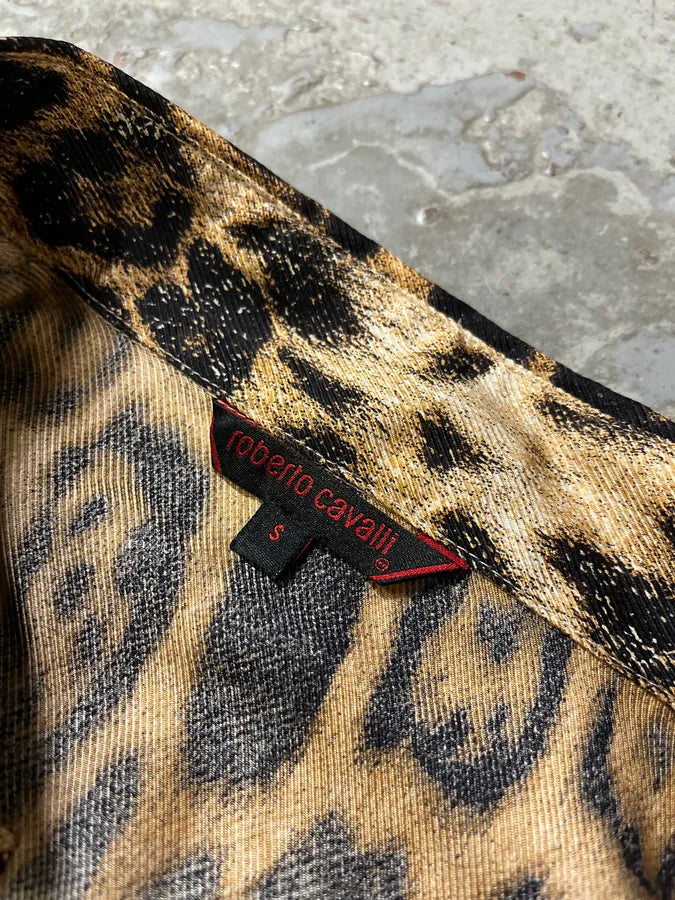 SS2002 Roberto Cavalli Leopard White Longsleeves Shirt jQqgmdq 8