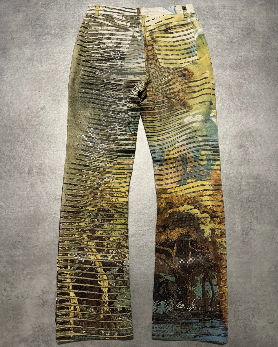 SS2002 Roberto Cavalli Lion Savage Relaxed Summer Pants ZafOVgJ 1