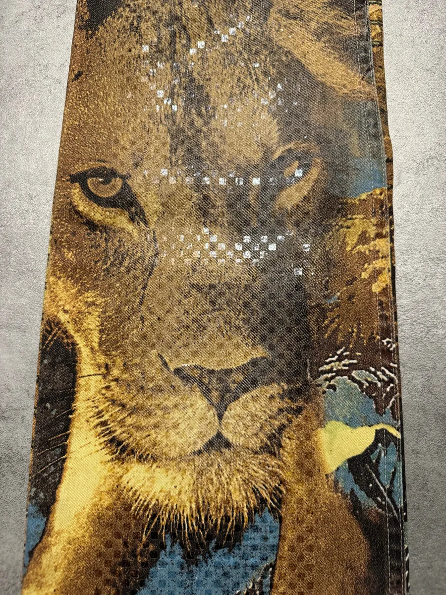 SS2002 Roberto Cavalli Lion Savage Relaxed Summer Pants ZafOVgJ 7