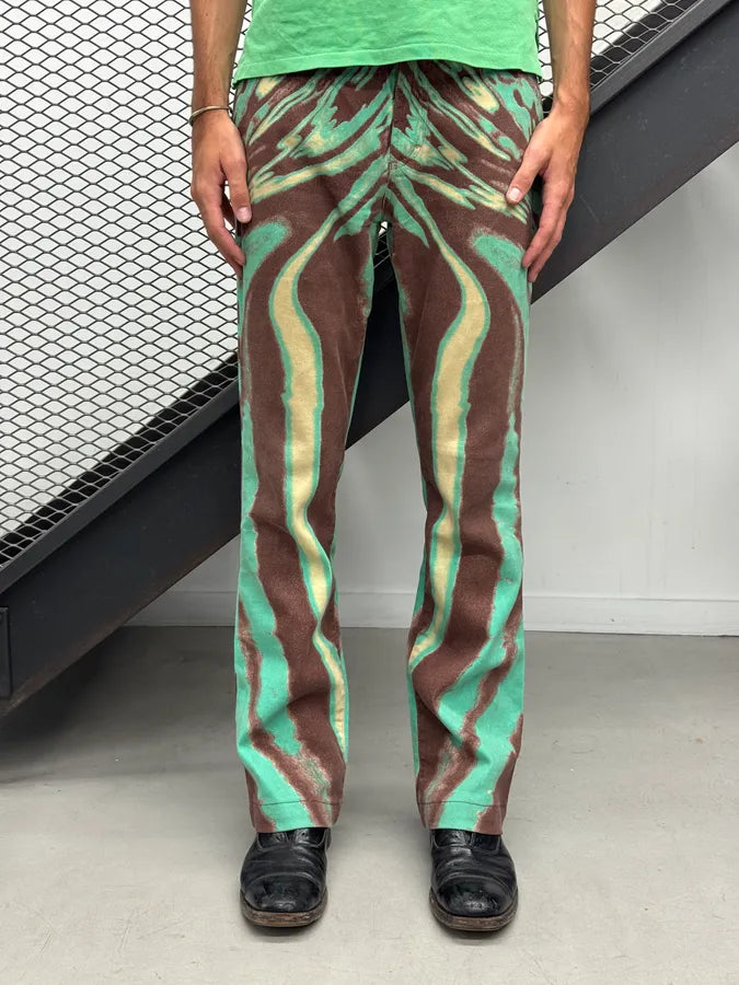 SS2002 Roberto Cavalli Mint Hallucination Stripe Pants GUvgPav 1