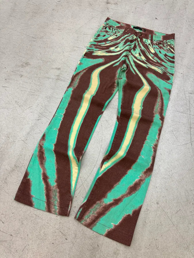 SS2002 Roberto Cavalli Mint Hallucination Stripe Pants GUvgPav 2