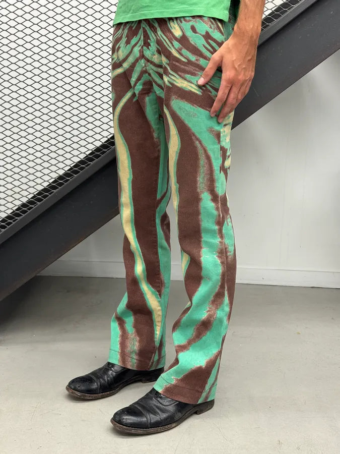 SS2002 Roberto Cavalli Mint Hallucination Stripe Pants GUvgPav 3
