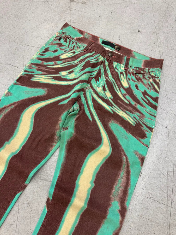 SS2002 Roberto Cavalli Mint Hallucination Stripe Pants GUvgPav 5