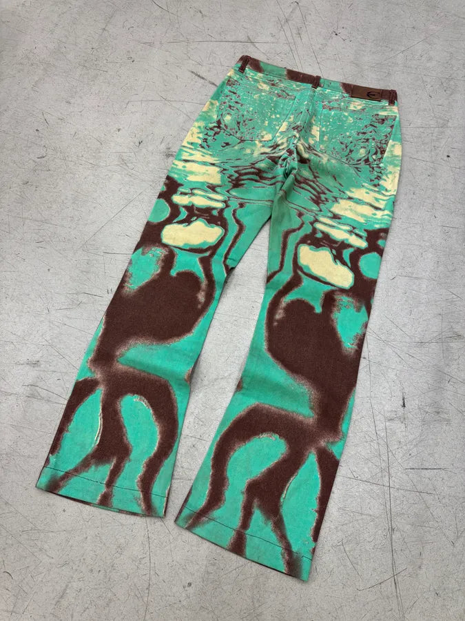 SS2002 Roberto Cavalli Mint Hallucination Stripe Pants GUvgPav 7
