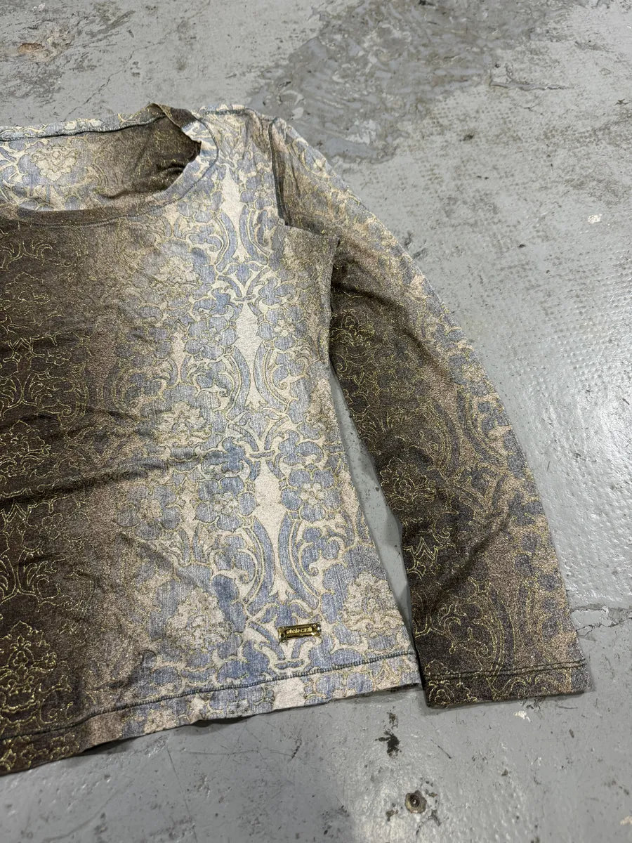 SS2002 Roberto Cavalli Mozaic Gradient Gold Longsleeves Top BZeVAen 4