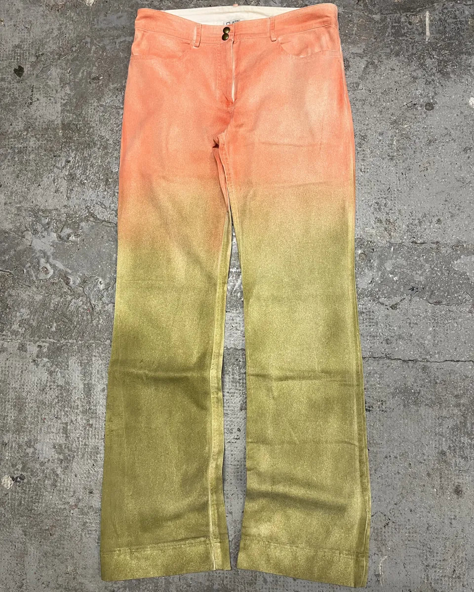 SS2002 Roberto Cavalli Orange & Green Gradient Soft Pants (S/M) uXAmaeU 0