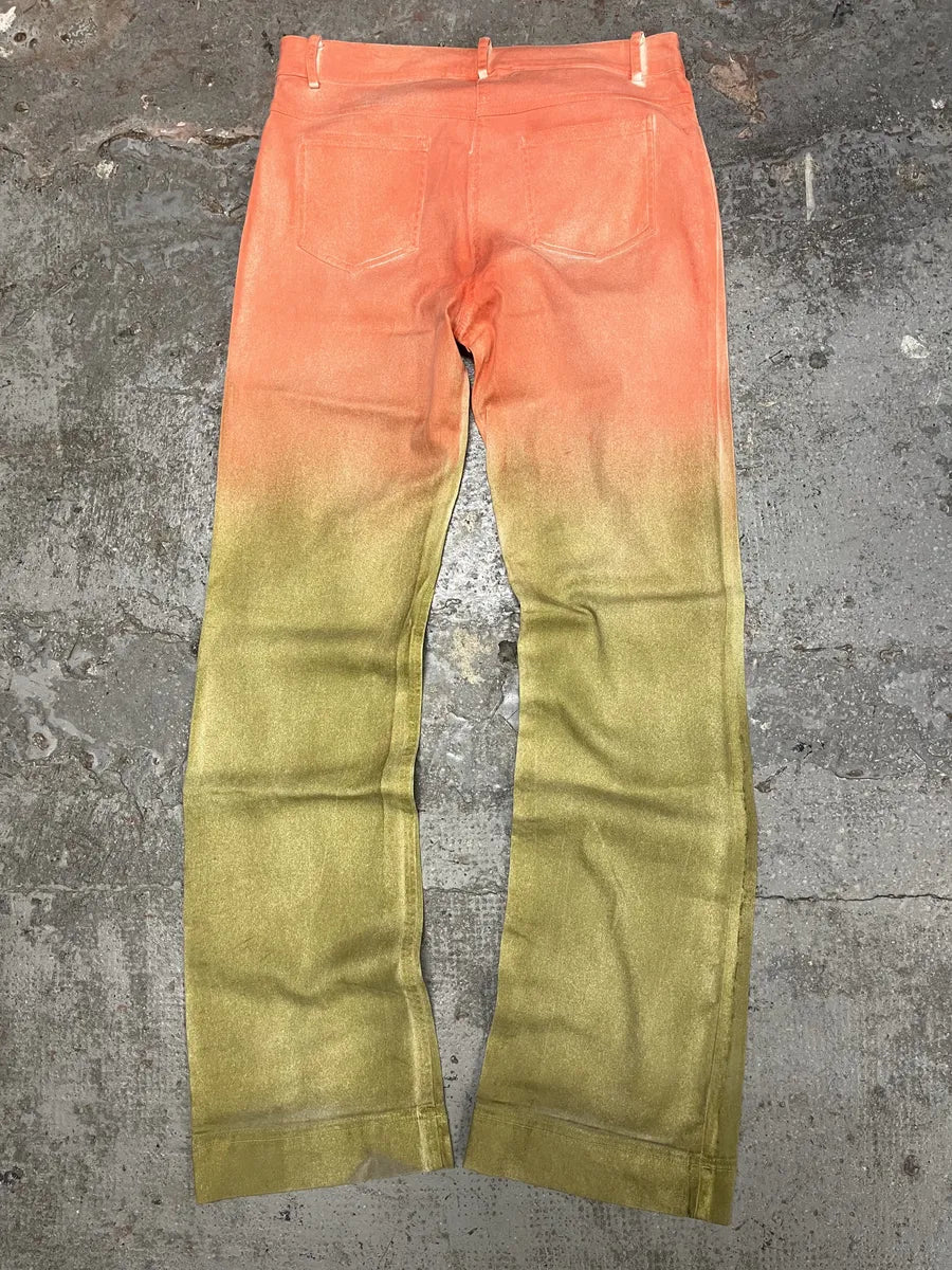 SS2002 Roberto Cavalli Orange & Green Gradient Soft Pants (S/M) uXAmaeU 4