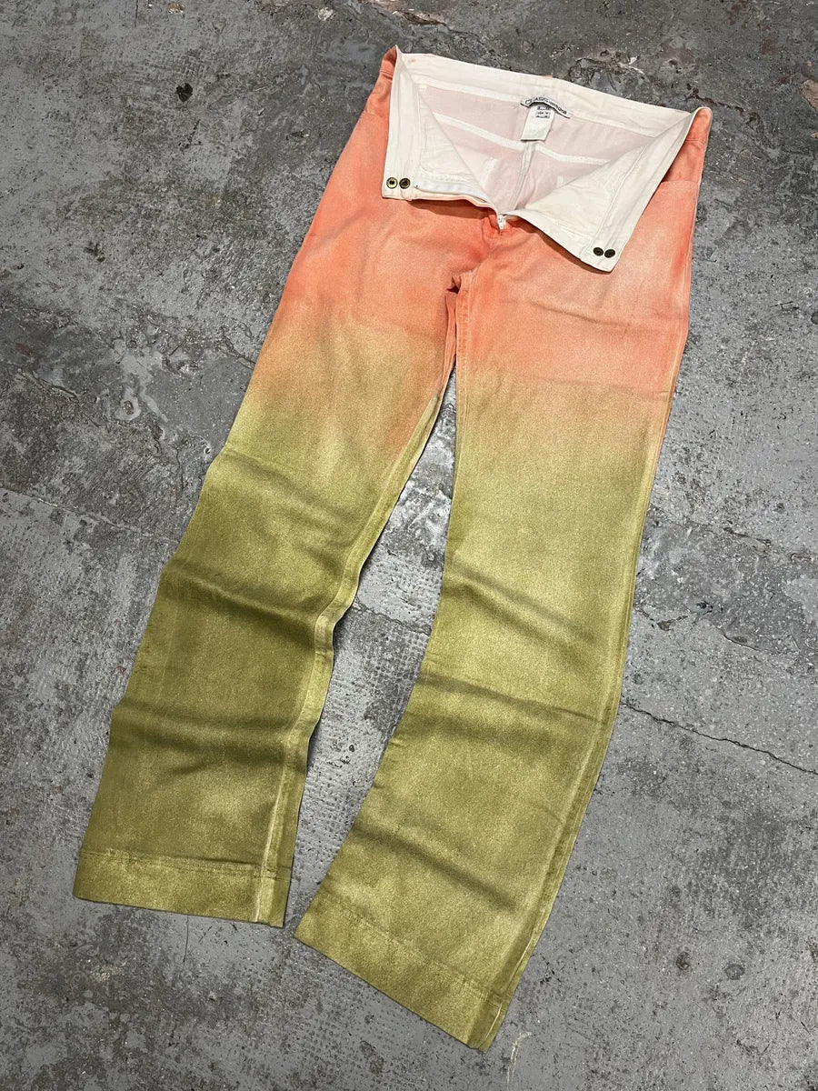SS2002 Roberto Cavalli Orange & Green Gradient Soft Pants (S/M) uXAmaeU 6