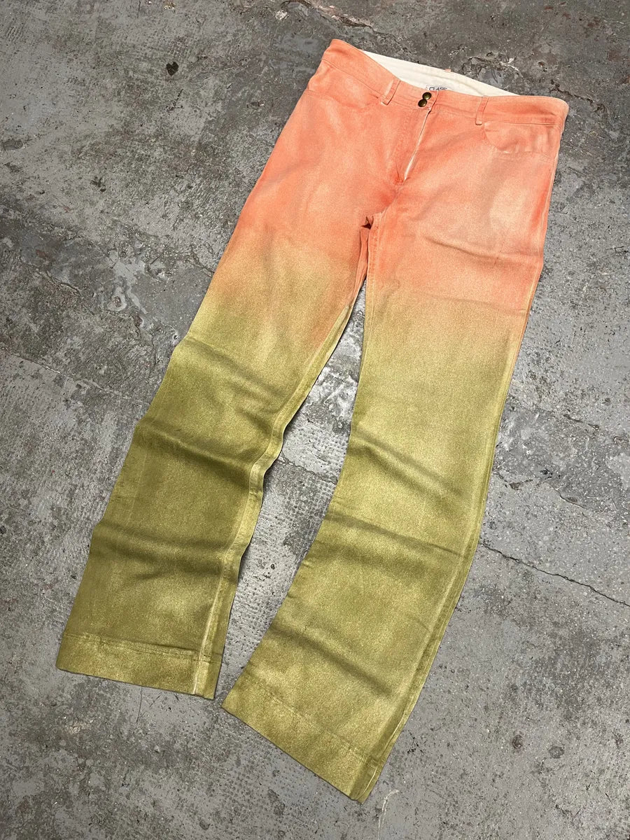 SS2002 Roberto Cavalli Orange & Green Gradient Soft Pants (S/M) uXAmaeU 8