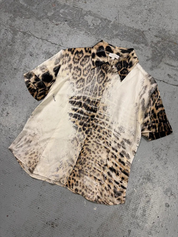 SS2002 Roberto Cavalli Silk Leopard Faded Print Shirt TUbITzt 3