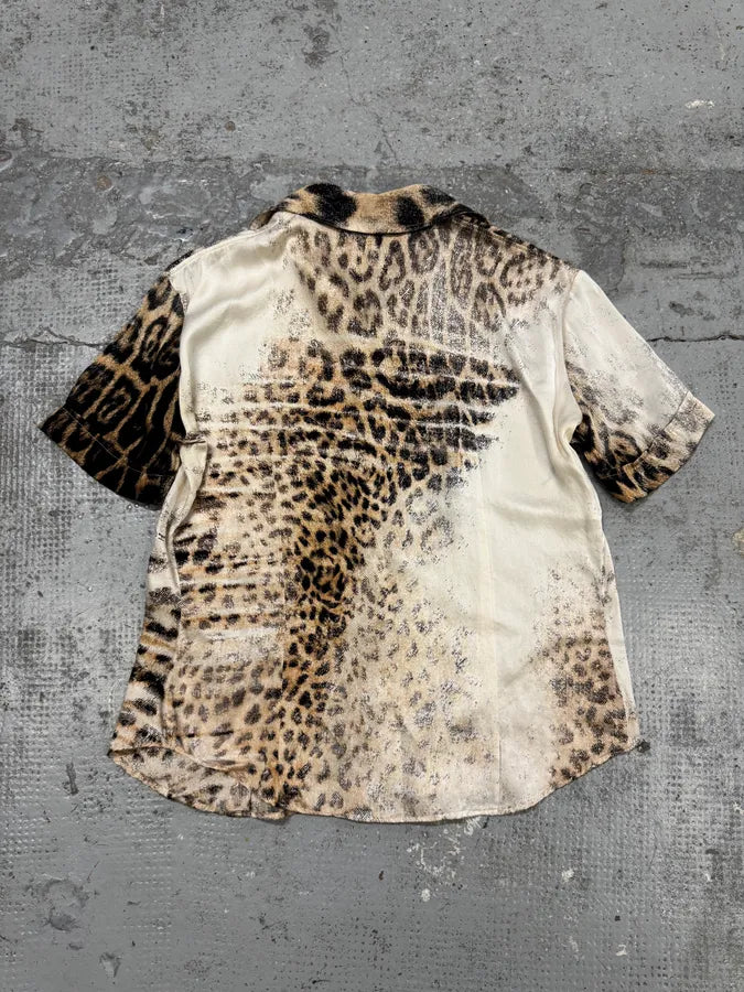 SS2002 Roberto Cavalli Silk Leopard Faded Print Shirt TUbITzt 5
