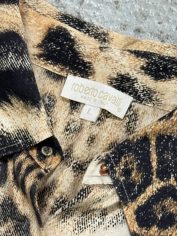 SS2002 Roberto Cavalli Silk Leopard Faded Print Shirt TUbITzt 6
