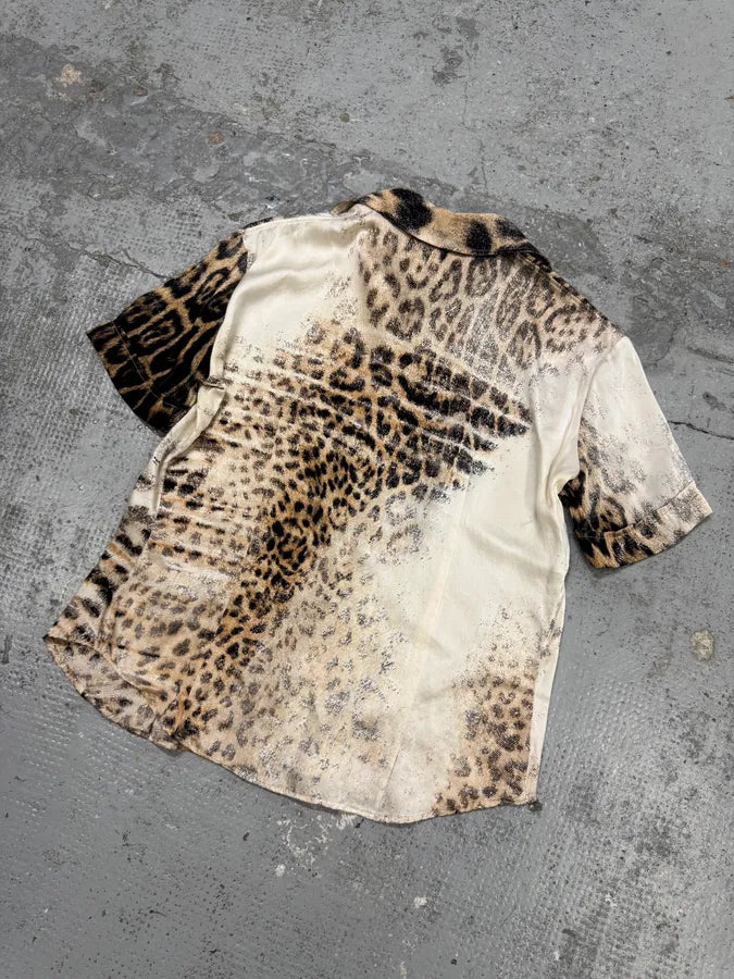 SS2002 Roberto Cavalli Silk Leopard Faded Print Shirt TUbITzt 7