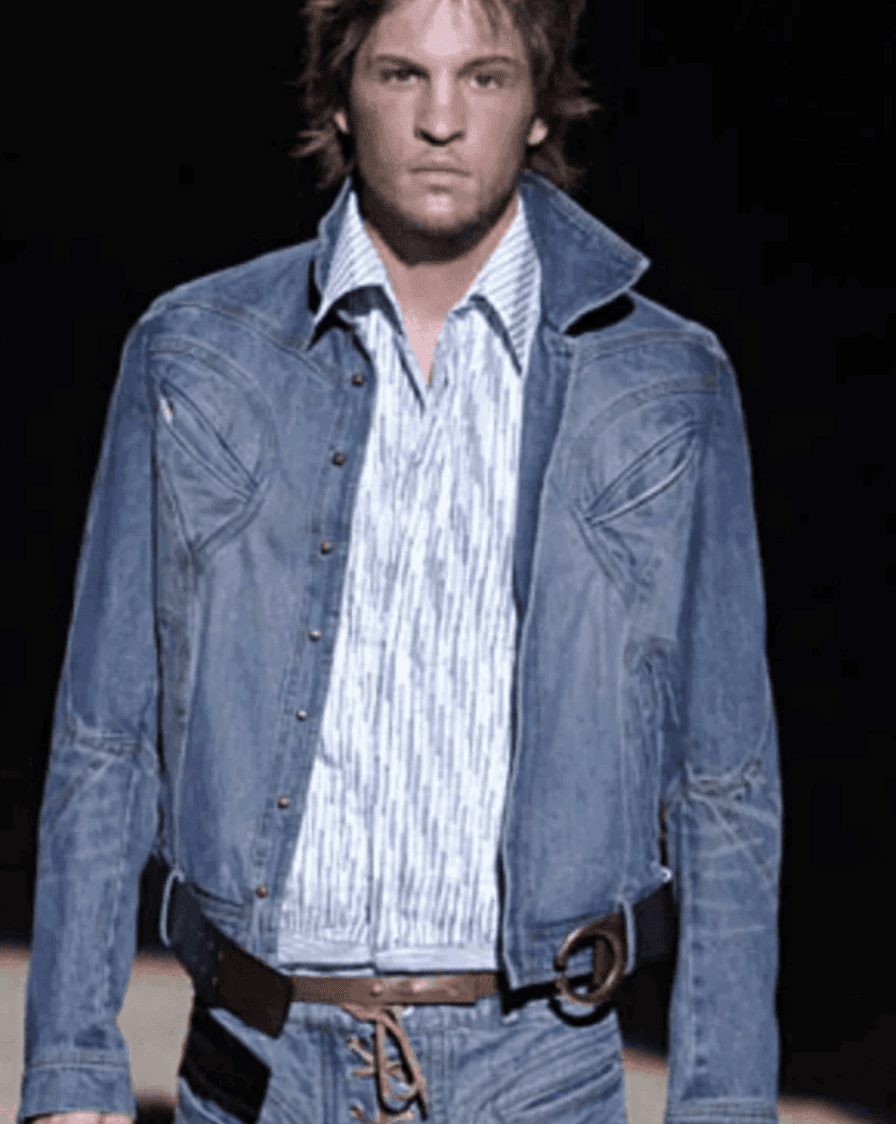 SS2002 Roberto Cavalli Structured Laced Arm Blue Denim Jacket rvbYRgC 1