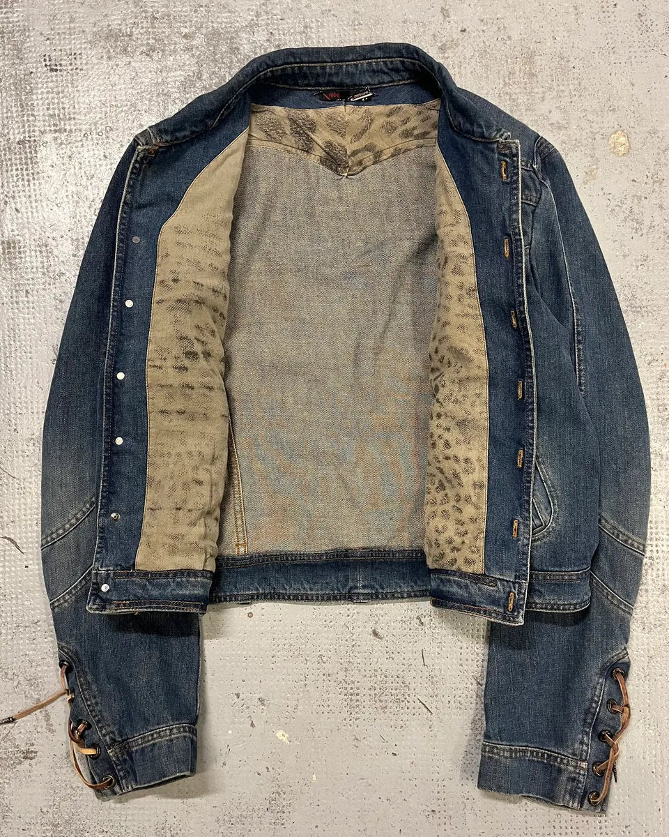 SS2002 Roberto Cavalli Structured Laced Arm Blue Denim Jacket rvbYRgC 6