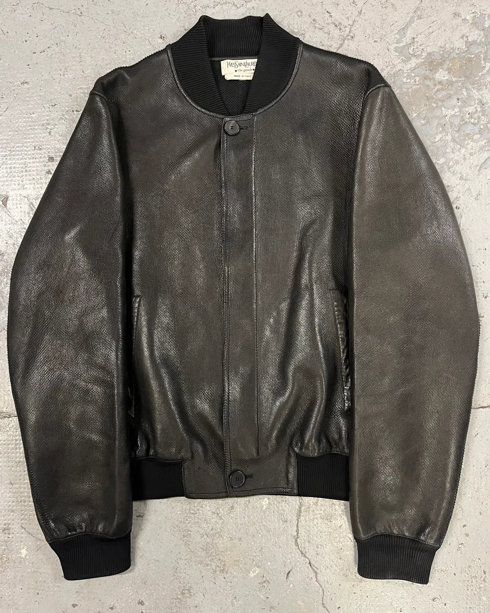 SS2002 Saint Laurent Tom Ford Black Leather Bomber Jacket OLNJUbY 0
