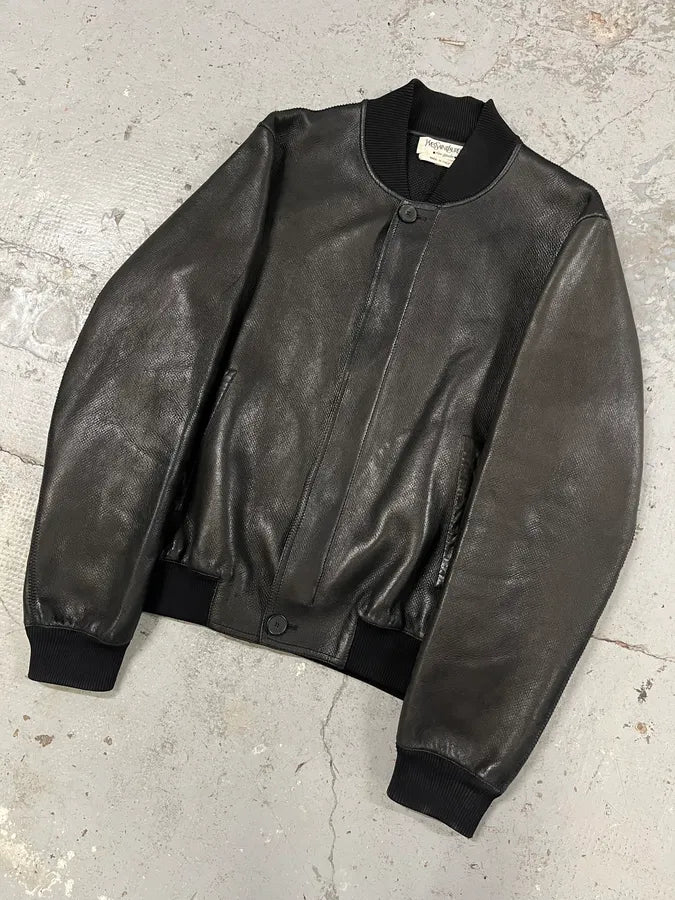SS2002 Saint Laurent Tom Ford Black Leather Bomber Jacket OLNJUbY 3