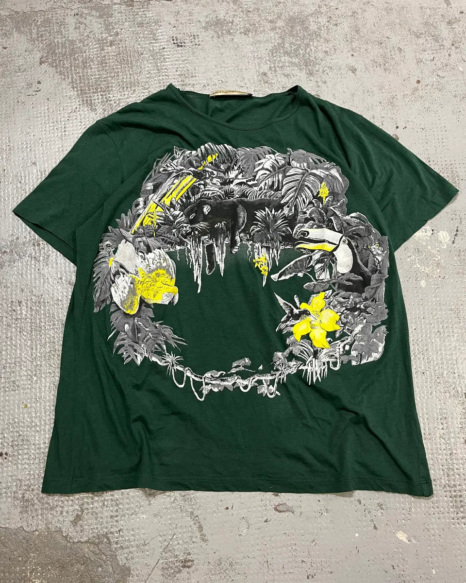 SS2003 Balenciaga Deep Green Toucan Jungle T-Shirt LkNExcm 0