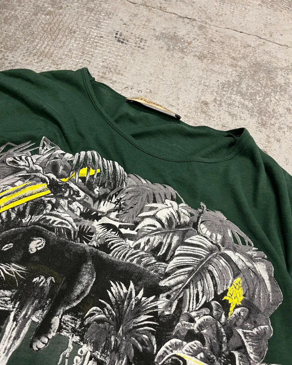 SS2003 Balenciaga Deep Green Toucan Jungle T-Shirt LkNExcm 4