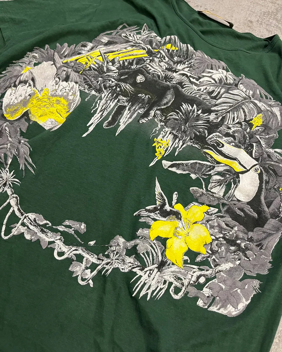 SS2003 Balenciaga Deep Green Toucan Jungle T-Shirt LkNExcm 5